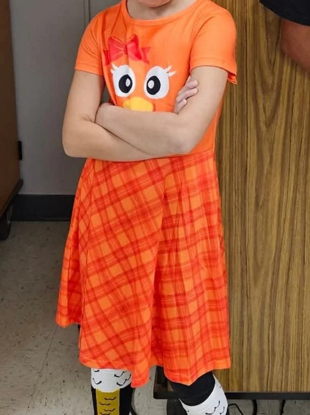 Deerose Boutique Girls Orange Plaid Turkey Thanksgiving Dress